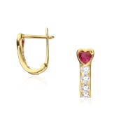 Cercei aur 14K inima cu piatra rosie si tortita inchisa DiAmanti C1243EG14K-AS